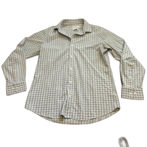 Mizzen+Main Performance Menswear Blue Gingham Leeward Shirt M Trim Fit - Picture 1 of 7